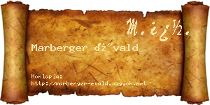 Marberger Évald névjegykártya